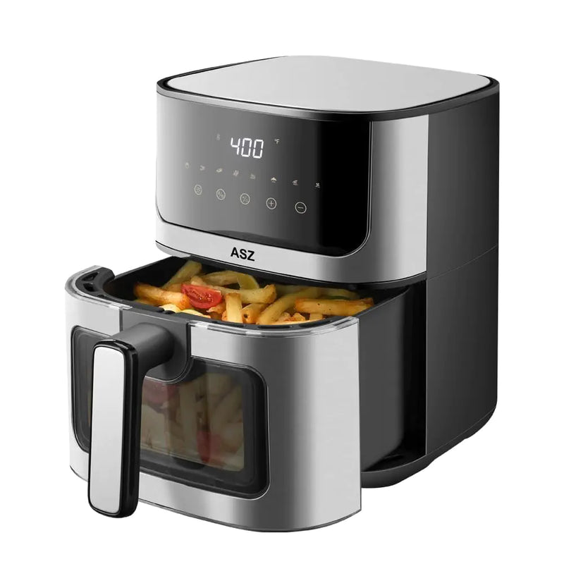 ASZ Air Fryer with Window Visible- 5 quart Compact- Digital Airfryer 5qt for 2-3 people - 5 qt for Office Dorm Room - 8 in 1 Bake Toast Broil Reheat - 1400W 400℉ Kitchen Airfry Countertop Gift