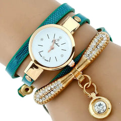 Vintage Gold Woven Triple Circle Pendant Wristwatch