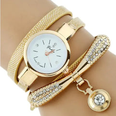 Vintage Gold Woven Triple Circle Pendant Wristwatch