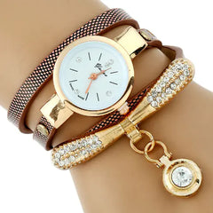 Vintage Gold Woven Triple Circle Pendant Wristwatch