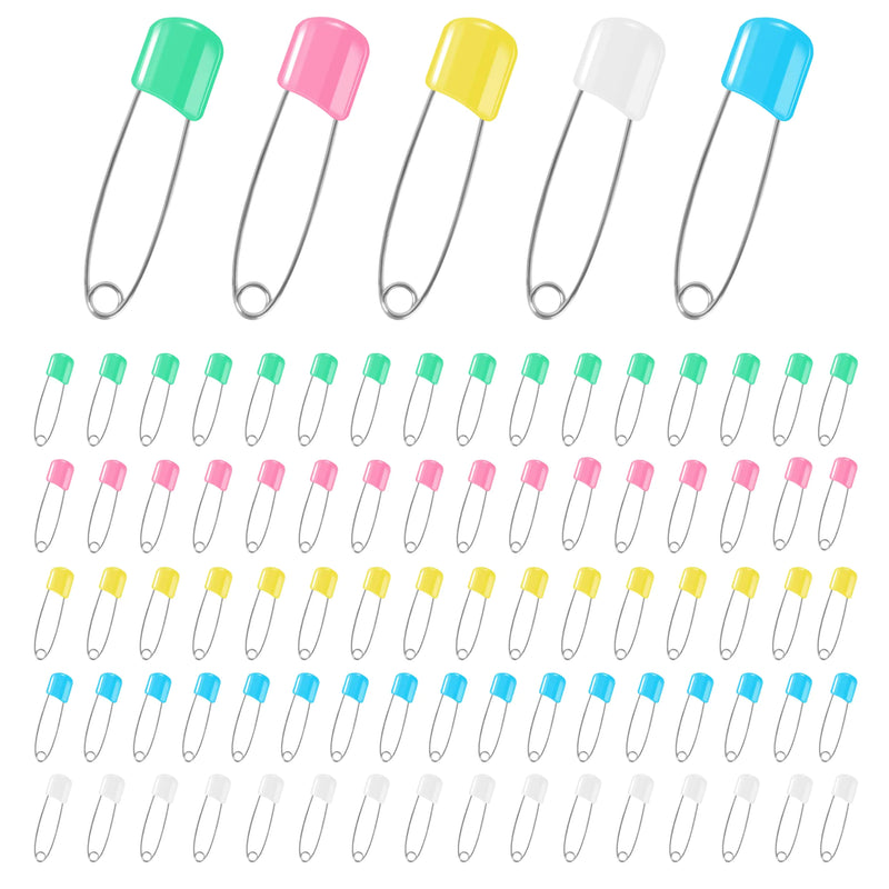 110 Pcs Stainless Steel Diaper Pins 2.1 Inch Baby Diaper Pins for Cloth Diapers Plastic Head Baby Safety Pins Large Diaper Pins with Locking Closures 5 Colors Nappy Pins